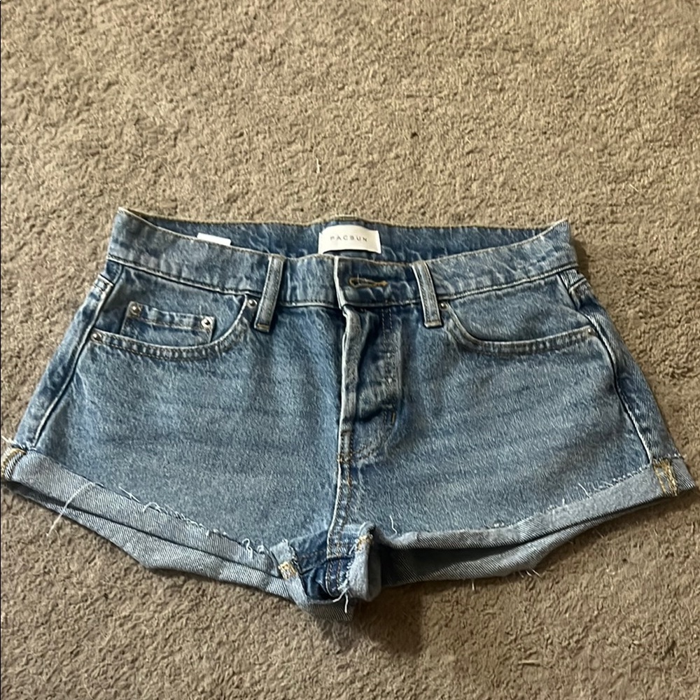 PacSun Blue Jean Shorts with Cuffed Hem and Distressed Look